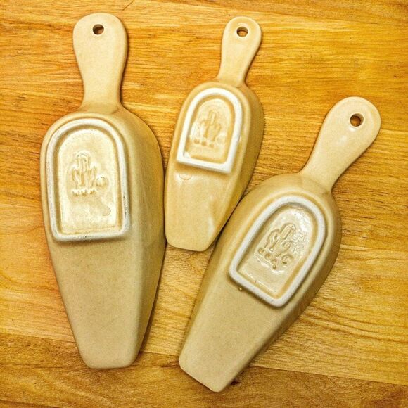 Pfaltzgraff Village Set Stoneware Scoops S,M,L Bicentennial Brown on Ivory - Picture 6 of 10